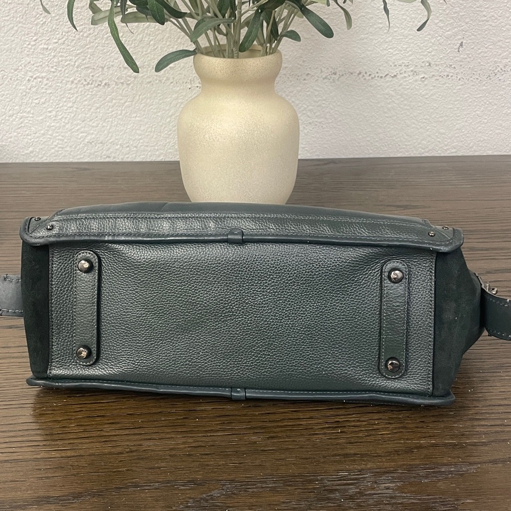 Coach Dark Teal Leather Satchel - Picture 13 of 16